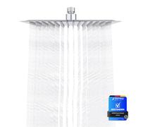 Ibergrif M20292 Rain Shower Head, 8 Inch Square Fixed Showerhead, 304 Stainless Steel Ultra Thin Top Spray Shower Head with 100 Silicone Jets for Bathroom, Chrome