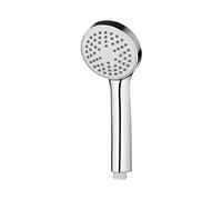 Ibergrif Shower Head, Round Handheld Anti-Limescale Shower Handle, Bathroom Shower Head with Chrome Finish, Standard Pressure, Silver, Universal G1/2 Connection, Model M20217