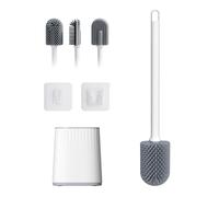 Ibergrif Silicone Toilet Brushes & Holders, Deep Cleaner, with Quick Drying Holder Set for Bathroom, White M34151-2