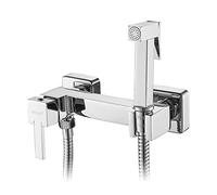 Ibergrif Square Bidet Sprayer kit for Toilet, Handheld Hot & Cold Sprayer Shattaf Toilet Attachment Stainless Steel for Pet Bath/Personal Hygiene/Bathroom, Easy to Install, Wall Mount, Chrome, M22021