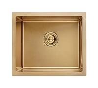 Ibergrif Stainless Steel Kitchen Sink, 50 x 43cm, Undermount Kitchen Sink Drop in, Topmount Single Bowl Outdoor Campervan Sink with Drainer Fittings, Gold M85043G