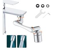 Ibergrif Tap Extender for Kitchen Sink - 1440° Swivel Robotic Arm Faucet Aerator, 2 Spray Modes Splashproof Adapter, Solid Brass Universal Fit Bathroom Tap (Silver, M91006)