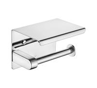 Ibergrif MK34050 Toilet Roll Holder Wall Mounted, Toilet Paper Holder with Shelf, Self Adhesive Toilet Tissue Holder, Drilling & No Drilling for Bathroom, Toilet, Kitchen, Stainless Steel, Silver