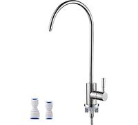 Ibergrif M22301A Drinking Water Filter Kitchen Tap,304 Stainless Steel Modern Single Lever Home Water Filter Faucet for UK, 360° Swivel, Reverse Osmosis Faucet with 2 Tap Adapter, Silver