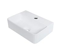 Ibergrif M41101 Bathroom White Ceramic Vessel Sink, Rectangle Wall Mounted Countertop Basin, Cloakroom Sink, 375 x 262 x 105mm