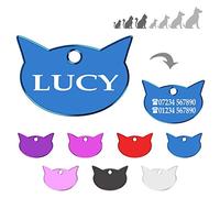 Iberiagifts - Cat ID Tag with for All Cats, Collar Pets Custom Engraved and Personalised Identity Name Plate (Blue)