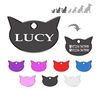 Iberiagifts - Cat ID Tag with for All Cats, Collar Pets Custom Engraved and Personalised Identity Name Plate (Black)