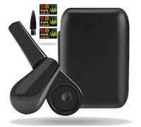 IBEST Metal Smoking Pipe, Zinc Alloy Tobacco Pipe Portable Pipe Set Special Design with Magnet, with 3 Pack of Gold Metal Screen and Gift Box (Black)