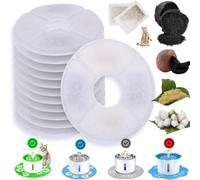 iBest UK Cat Water Fountain Filters with 5 Step Purifier Layers and Activated Carbon Ion in Leak Proof Bags Size 126mm x 35mm Round Shape Compatible for 1.6 to 2.4L Pet Fountains (5pcs)