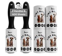 iBest UK Lint Rollers For Pet Hair, Clothes, Carpet | Sticky Flint Fluff Dust Lint Remover | Pack of 3 Reusable Refills (600 Sheets + 2 Handles)