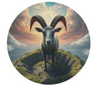 Ibex 195 Piece Circular Jigsaw Puzzle Wildlife Animal Shape Premium Stress Relief Puzzle for Adults Home Decor Brainteaser Educational Challenging 195 PCS