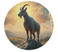 Ibex 195 Piece Round Jigsaw Puzzle Wildlife Animal Shape Durable Challenging Puzzle Decorative Home Accent Stress Relief for Adults Challenging 195 PCS