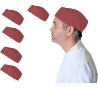 IBEX Chef Skull Caps (Pack of 5) - Polycotton Professional Catering Hats for Chefs, Cooks & Bakers - Breathable Kitchen Work Caps for Men & Women, One Size Fits Most, Maroon