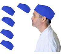 IBEX Chef Skull Caps (Pack of 5) - Polycotton Professional Catering Hats for Chefs, Cooks & Bakers - Breathable Kitchen Work Caps for Men & Women, One Size Fits Most, Royal
