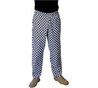 IBEX Chef Trousers for Men & Women - Unisex Chefs Trousers with Drawstring, Lightweight Poly-Cotton Professional Kitchen, Check Navy/White, 3XL