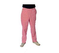 IBEX Chef Trousers for Men & Women - Unisex Chefs Trousers with Drawstring, Lightweight Poly-Cotton Professional Kitchen, Check Red/White, 3XL