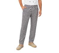 IBEX Chef Trousers for Men & Women - Unisex Chefs Trousers with Drawstring, Lightweight Poly-Cotton Professional Kitchen, Check Black/White, 2XL