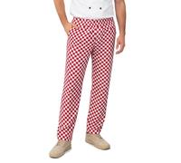IBEX Chef Trousers for Men & Women - Unisex Chefs Trousers with Drawstring, Lightweight Poly-Cotton Professional Kitchen, Check Red/White, XS