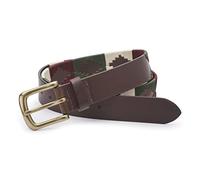 Ibex England | Brown & Green Multicolour Embroidered | Men's Leather Polo Belt | 35MM Wide | Gift For Him | Size L - 38"
