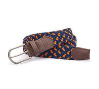 Ibex England | Repreve Woven Stretch Belt | Made from Recycled Plastic Bottles | Sustainable & Eco-Friendly | Navy/Orange | Size 30-34"