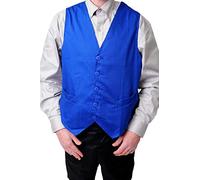 IBEX Men’s Slim Fit Formal Waistcoat - V-Neck, Sleeveless, 2 Pockets - Ideal for Waiters, Bar Staff, Weddings & Fancy Dress - Polyester-Cotton Blend, Royal Blue, M