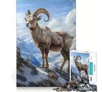 Ibex Mountain Goat Portrait 1000 Pieces Jigsaw Puzzles for Adults Focus Train Fade Resist Home Enjoyable Santa Present (50x75cm)