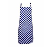 IBEX Polycotton Butcher Bib Aprons without Pocket, Professional Home Kitchen Apron for Restaurants, Bar Staff, Chefs, Waiters, Royal/White Check