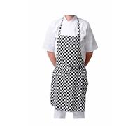 IBEX Polycotton Butcher Bib Aprons without Pocket, Professional Home Kitchen Apron for Restaurants, Bar Staff, Chefs, Waiters, Black/White Check