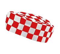 IBEX Polycotton Plain Skull Caps Professional Catering Hat for Chefs, Cooks, Bakers, Mens and Womens, Red White Check (Pack of 5)