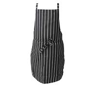 IBEX Polycotton Stripe Butcher Bib Apron - No Pocket, Professional Home Kitchen Apron for Restaurants, Bar Staff, Chefs, Waiters, Caterers, Baking, Black/White