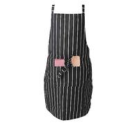 IBEX Polycotton Stripe Butcher Bib Apron with Pocket, Professional Home Kitchen Apron for Restaurants, Bar Staff, Chefs, Waiters, Caterers, Baking, Black/White