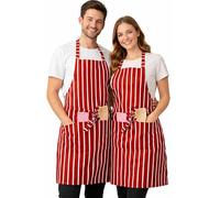 IBEX Professional Butcher Bib Apron - Polycotton Stripe Kitchen Apron for Chef, Butcher, Cooking, Catering & Restaurant Staff, Unisex One Size