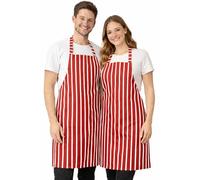 IBEX Professional Butcher Bib Apron - Polycotton Stripe Kitchen Apron for Chef, Butcher, Cooking, Catering & Restaurant Staff, Unisex One Size