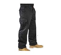 IBEX S3 Multi-Pocket Men’s Cargo Work Trousers - Durable Polyester-Cotton Blend, Heavy-Duty Builders Combat Pants, Black, 52W - Short