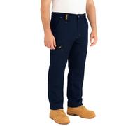 IBEX TR5 Men’s Cargo Work Trousers with Knee Pad Pockets - Heavy Duty Pants with Multi-Pocket, Elastic Waist, Twin Belt Loops & YKK Zip - Durable Workwear Combat Trousers, Navy, 48W X 33L Long