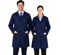 IBEX Unisex-Adult Poly Cotton Lab Coat for Technician Food Laboratory Warehouse Workwear Doctors Students Lab Work, Navy, XS