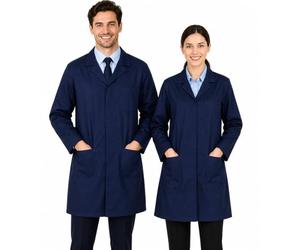 IBEX Unisex-Adult Poly Cotton Lab Coat for Technician Food Laboratory Warehouse Workwear Doctors Students Lab Work, Navy, 3XL