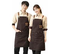 IBEX Unisex Bib Apron 100% Cotton | Cross Back Strap Work Apron with Pockets | Kitchen, Cafe, Restaurant, Barista & Craft Apron