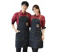 IBEX Unisex Bib Apron 100% Cotton | Cross Back Strap Work Apron with Pockets | Kitchen, Cafe, Restaurant, Barista & Craft Apron