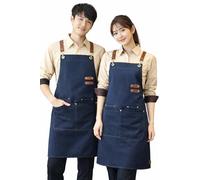 IBEX Unisex Bib Apron 100% Cotton | Cross Back Strap Work Apron with Pockets | Kitchen, Cafe, Restaurant, Barista & Craft Apron