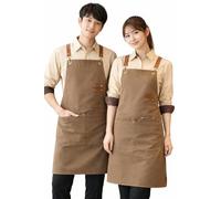 IBEX Unisex Bib Apron 100% Cotton | Cross Back Strap Work Apron with Pockets | Kitchen, Cafe, Restaurant, Barista & Craft Apron