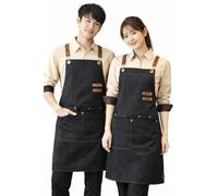 IBEX Unisex Bib Apron 100% Cotton | Cross Back Strap Work Apron with Pockets | Kitchen, Cafe, Restaurant, Barista & Craft Apron