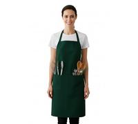 IBEX Unisex Bib Apron with Pocket, Professional Kitchen Apron for Chefs, Waiters, Cooks, Bar Staff, Catering, Forest Green