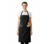 IBEX Unisex Bib Apron with Pocket, Professional Kitchen Apron for Chefs, Waiters, Cooks, Bar Staff, Catering, Black