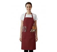 IBEX Unisex Bib Apron with Pocket, Professional Kitchen Apron for Chefs, Waiters, Cooks, Bar Staff, Catering, Red