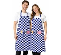 IBEX Unisex Butcher Check Bib Apron with Pocket for Men & Women - Professional Poly Cotton Kitchen Apron for Chefs, Restaurants, Bar Staff, Waiters, Catering & Home Cooking, Royal Check