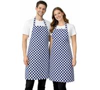 IBEX Unisex Butcher Check Bib Apron without Pocket for Men & Women - Professional Poly Cotton Kitchen Apron for Chefs, Restaurants, Bar Staff, Waiters, Catering & Home Cooking, Royal Check