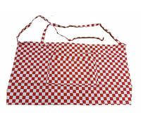 IBEX Unisex Short Short Waist Apron with 2 Pocket, Professional Kitchen Apron for Chefs, Waiters, Cooks, Bar Staff, Catering, Red Check
