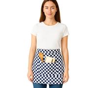IBEX Unisex Short Waist Apron with 2 Pocket - Professional Catering, Restaurant, Bar & Kitchen Apron for Chefs, Waiters, Bartenders, Servers & Home Cooking - Navy Check (Pack of 1)