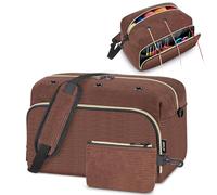 IBFUN Crochet Yarn Knitting Bag 2 Pcs Yarn Storage Organizer Crocheting Bags for Beginners with Shoulder Strap for Knit Accessories Needles Hooks